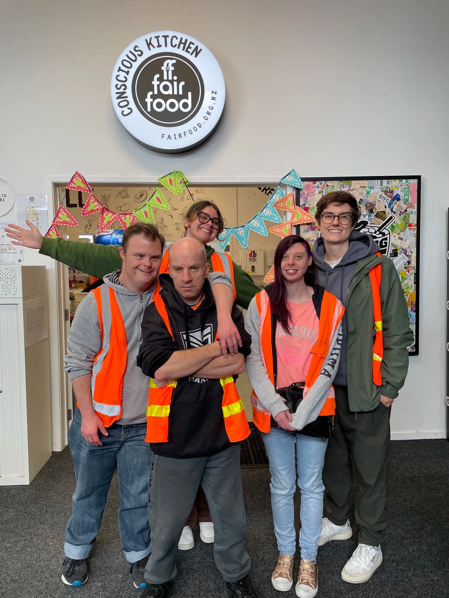 Volunteers from the inclusive programme working together